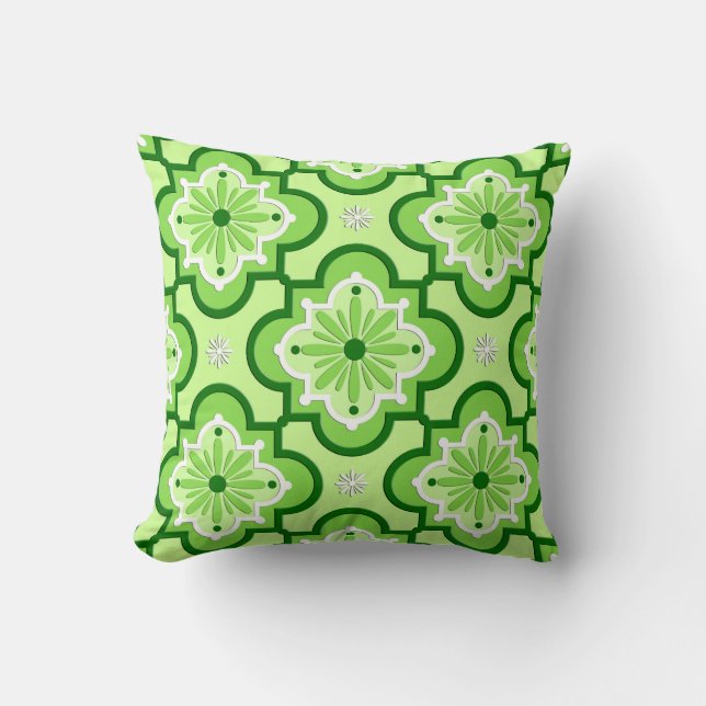 Moroccan tile pattern - Lime Green Cushion (Front)