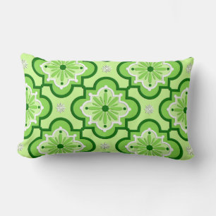 Moroccan tile pattern - Lime Green Lumbar Cushion
