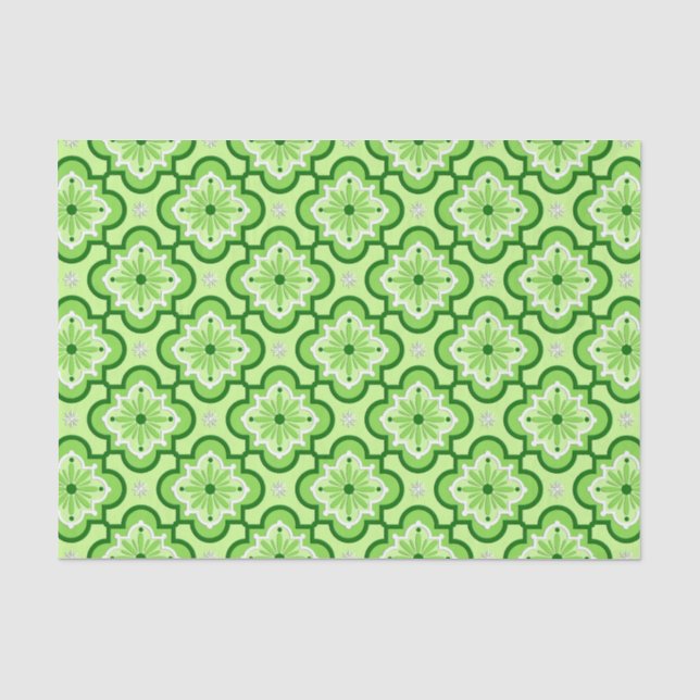 Moroccan tile pattern - Lime Green Tissue Paper (Front)
