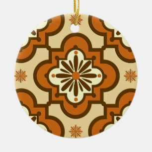 Moroccan tile pattern - Rust and Tan Ceramic Ornament