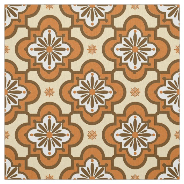 Moroccan tile pattern - Rust and Tan Fabric (Swatch)