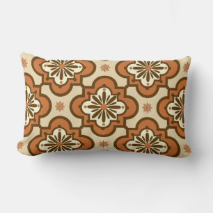 Moroccan tile pattern - Rust and Tan Lumbar Cushion