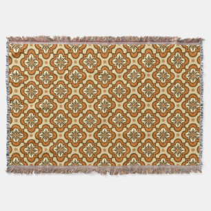 Moroccan tile pattern - Rust and Tan Throw Blanket