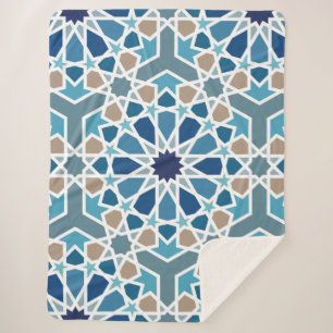 Moroccan Tile Pattern Sherpa Blanket
