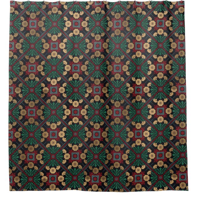 Moroccan Tile Pattern Shower Curtain (Front)