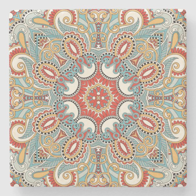 Moroccan Tile Pattern Stone Coaster (Front)