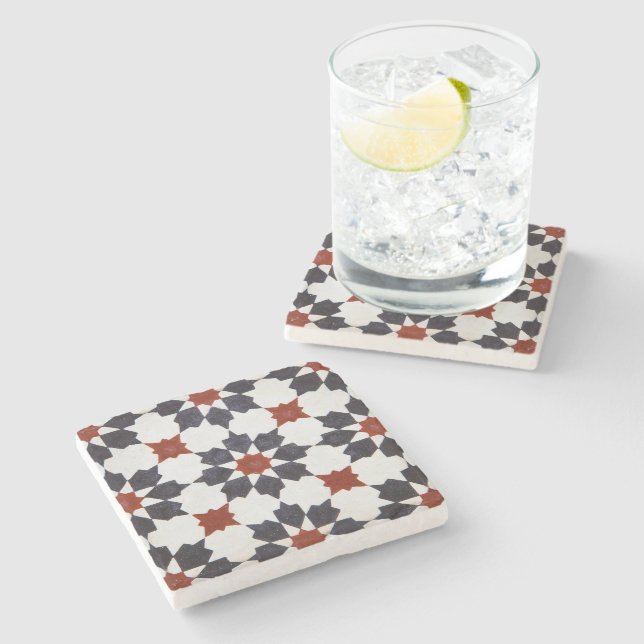 Moroccan Tile Pattern Stone Coaster (Side)