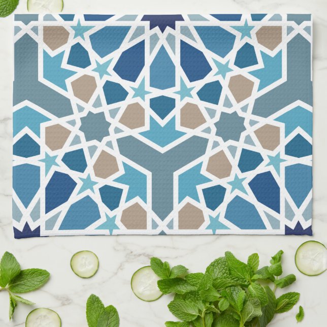 Moroccan Tile Pattern Tea Towel (Folded)