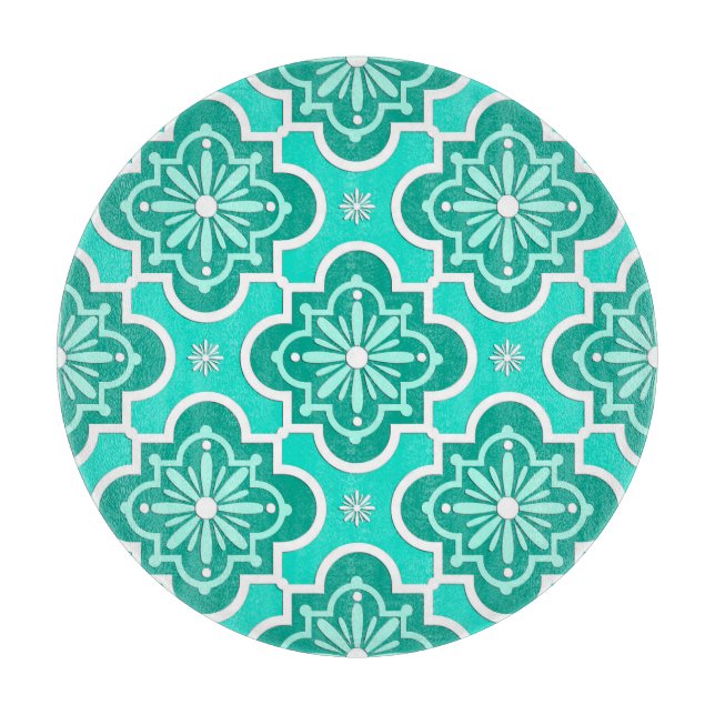 Moroccan tile pattern - Turquoise and Aqua Cutting Board (Front)