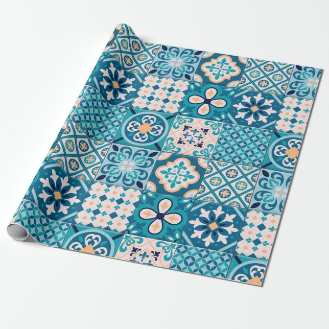 Moroccan Tile Pattern Wrapping Paper (Unrolled)