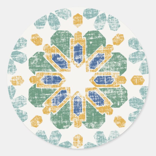 Moroccan Tile - Pond Classic Round Sticker (Front)