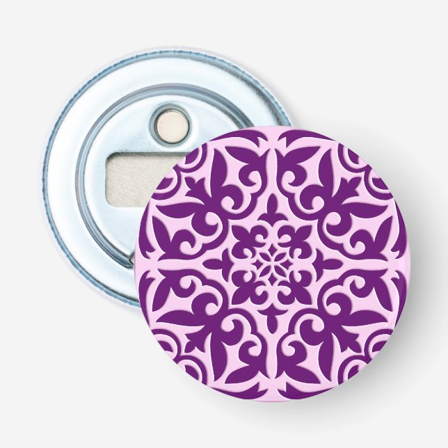 Moroccan tile - purple and orchid bottle opener (Front)