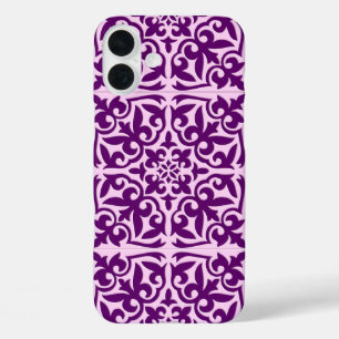 Moroccan tile - purple and orchid iPhone 16 plus case