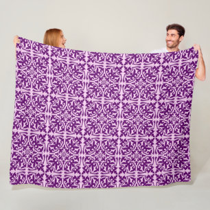 Moroccan tile - purple and orchid fleece blanket