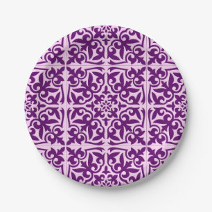 Moroccan tile - purple and orchid paper plate
