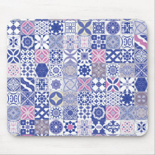 Moroccan tile - purple and pink mouse pad