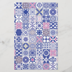 Moroccan tile - purple and pink stationery