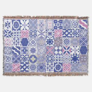 Moroccan tile - purple and pink throw blanket
