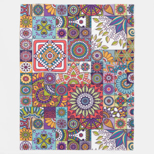 Moroccan Tile/ Quilt Pattern Fleece Blanket