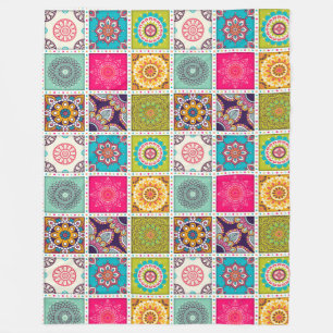 Moroccan Tile/ Quilt Pattern Fleece Blanket