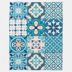 Moroccan Tile/ Quilt Pattern Fleece Blanket