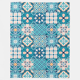 Moroccan Tile/ Quilt Pattern Fleece Blanket