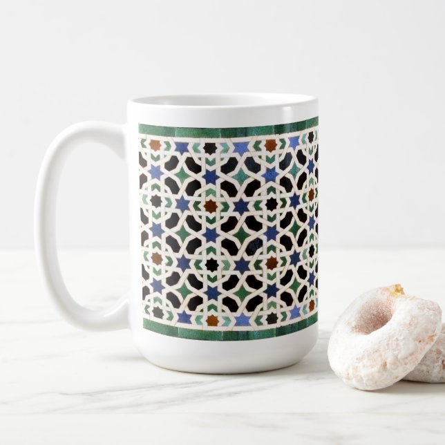 Moroccan Tile Stars Coffee Mug (With Donut)