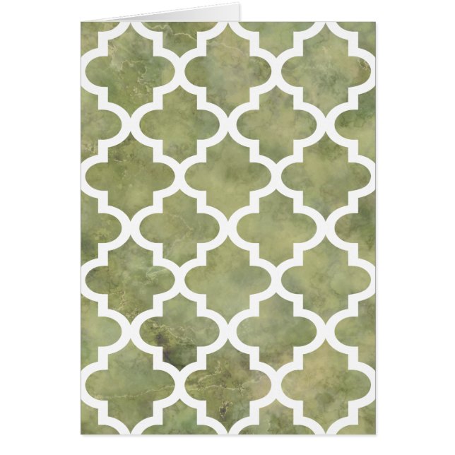 Moroccan Tile Trellis Patterm on Moss Green Marble (Front)