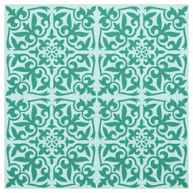 Moroccan tile - turquoise and aqua fabric (Swatch)