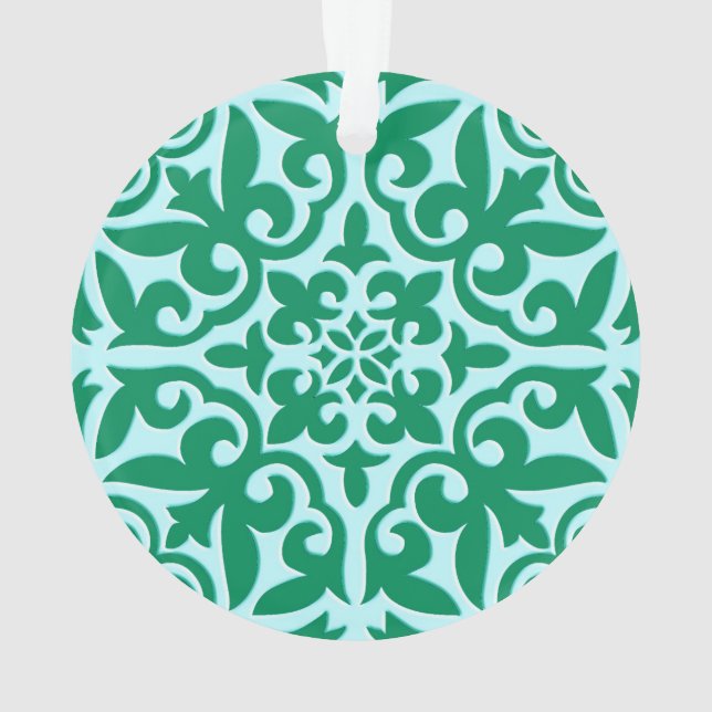 Moroccan tile - turquoise and aqua ornament (Back)