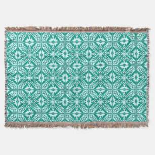 Moroccan tile - turquoise and aqua throw blanket