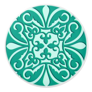 Moroccan tile - turquosie blue and aqua ceramic knob