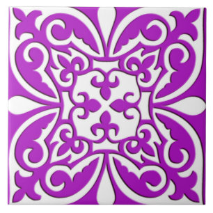 Moroccan tile - violet purple and white