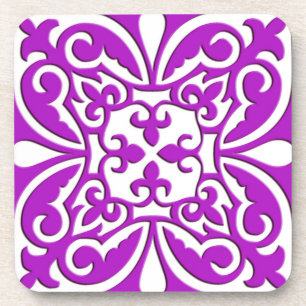 Moroccan tile - violet purple and white coaster