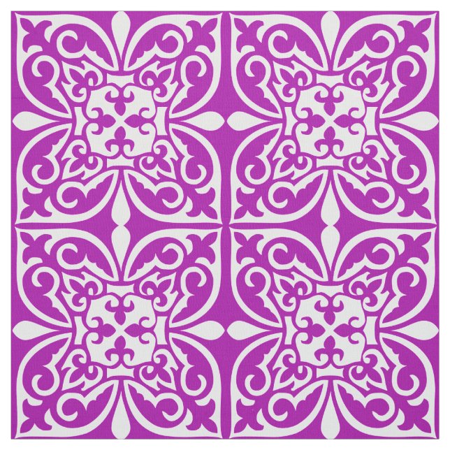 Moroccan tile - violet purple and white fabric (Swatch)