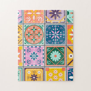 Moroccan Tile Wall Art Blue & Yellow Zellij Jigsaw Puzzle
