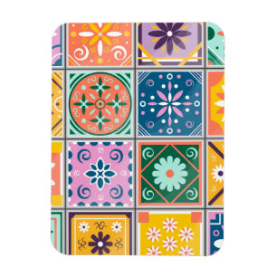 Moroccan Tile Wall Art Blue & Yellow Zellij Magnet