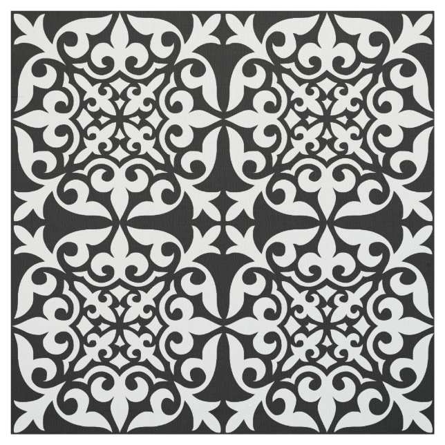 Moroccan tile - white with black background fabric (Swatch)