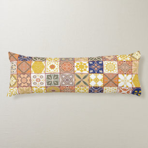 Moroccan tile-Yellow and blue Body Cushion