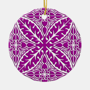 Moroccan tiles - amethyst purple and white ceramic tree decoration