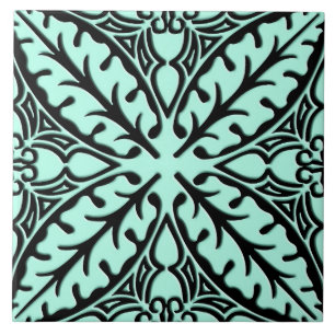 Moroccan tiles - aqua blue and black