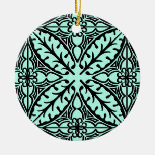 Moroccan tiles - aqua blue and black ceramic ornament