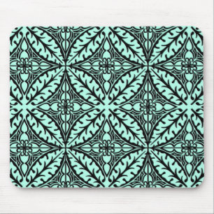 Moroccan tiles - aqua blue and black mouse pad