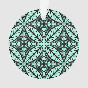 Moroccan tiles - aqua blue and black ornament
