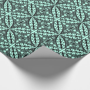 Moroccan tiles - aqua blue and black wrapping paper