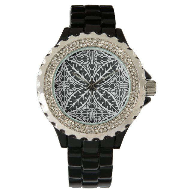 Moroccan tiles - black and white watch (Front)