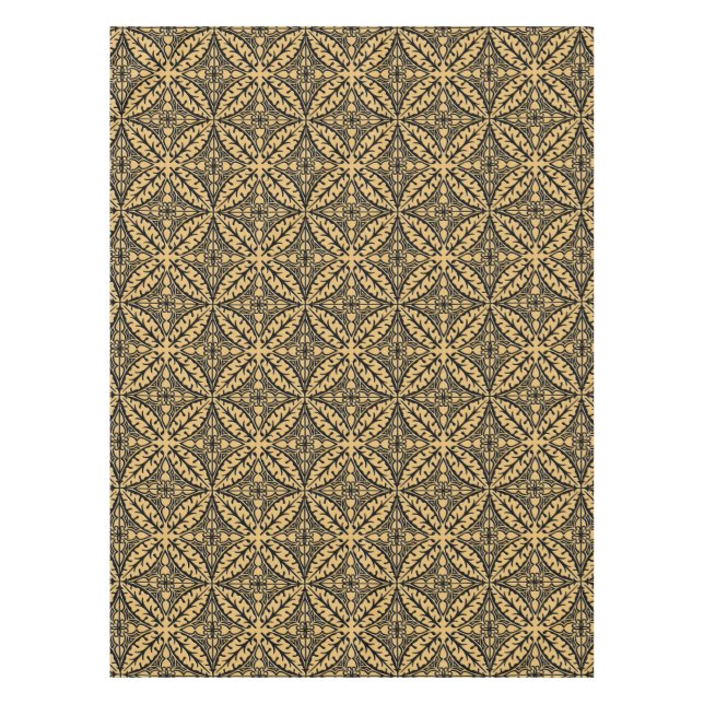 Moroccan tiles - camel tan and black tablecloth (Front)