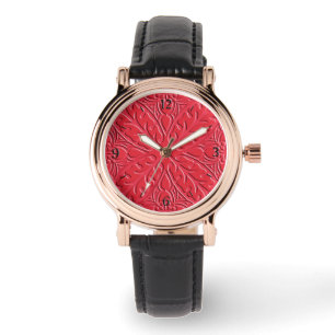 Moroccan tiles - cinnabar red watch