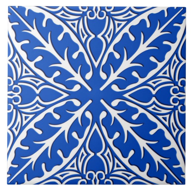Moroccan tiles - cobalt blue and white (Front)
