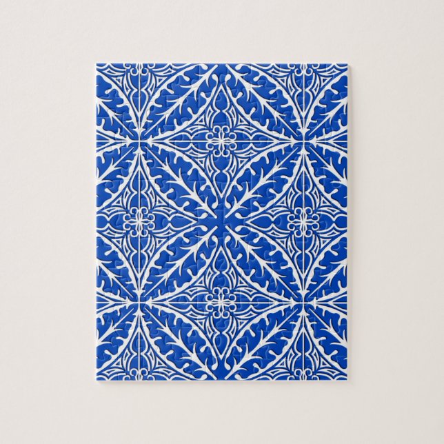 Moroccan tiles - cobalt blue and white jigsaw puzzle (Vertical)